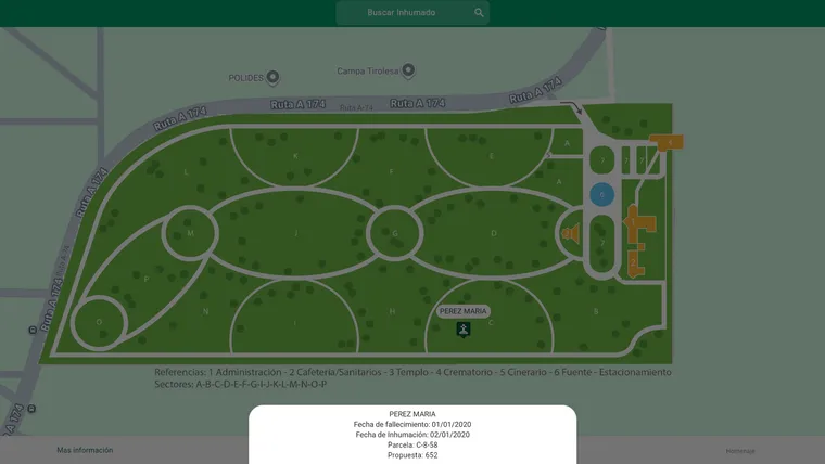 Ficha de una parcela con sus datos de ocupación